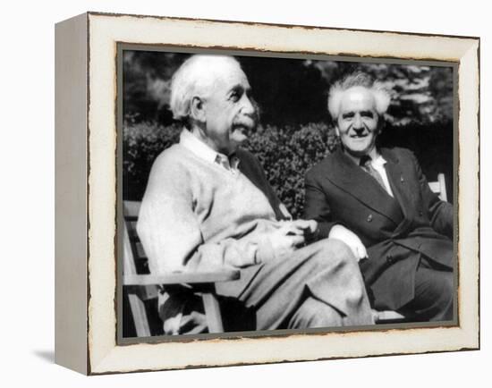 Albert Einstein with Israel's Prime Minister, David Ben-Gurion-null-Framed Stretched Canvas