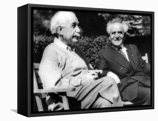 Albert Einstein with Israel's Prime Minister, David Ben-Gurion-null-Framed Stretched Canvas