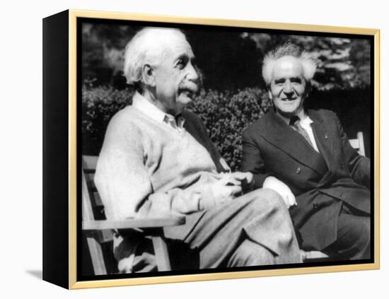 Albert Einstein with Israel's Prime Minister, David Ben-Gurion-null-Framed Stretched Canvas