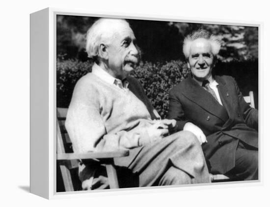 Albert Einstein with Israel's Prime Minister, David Ben-Gurion-null-Framed Stretched Canvas