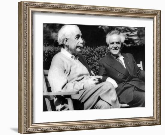 Albert Einstein with Israel's Prime Minister, David Ben-Gurion-null-Framed Photo