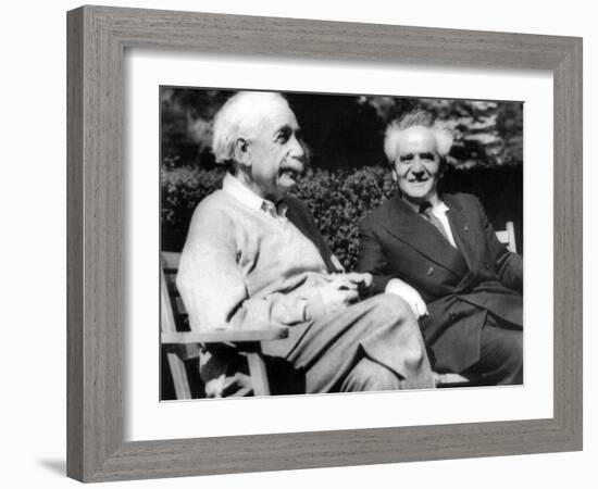 Albert Einstein with Israel's Prime Minister, David Ben-Gurion-null-Framed Photo