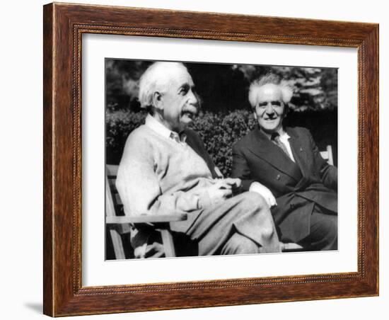 Albert Einstein with Israel's Prime Minister, David Ben-Gurion-null-Framed Photo