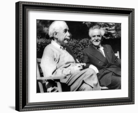 Albert Einstein with Israel's Prime Minister, David Ben-Gurion-null-Framed Photo