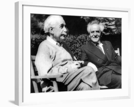 Albert Einstein with Israel's Prime Minister, David Ben-Gurion-null-Framed Photo