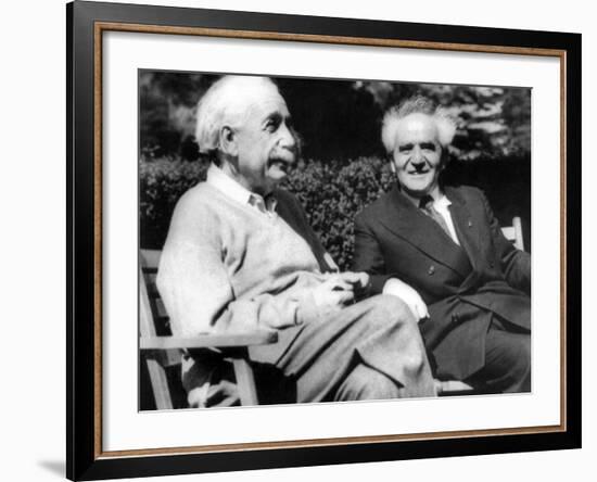 Albert Einstein with Israel's Prime Minister, David Ben-Gurion-null-Framed Photo