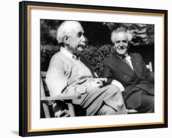 Albert Einstein with Israel's Prime Minister, David Ben-Gurion-null-Framed Photo