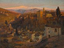 Afterglow - the Alhambra and Sierra Nevada, Granada, c.1905-Albert Moulton Foweraker-Mounted Giclee Print