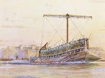 Warship of Imperial Rome is Rowed out of Harbour with Only a Light Sail Hoisted-Albert Sebille-Art Print