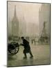 Albert Square, Manchester, 1910 (Oil on Jute)-Adolphe Valette-Mounted Giclee Print