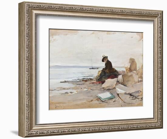 Albert Stevens - Painter at the Beach-null-Framed Giclee Print