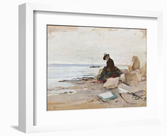 Albert Stevens - Painter at the Beach--Framed Giclee Print