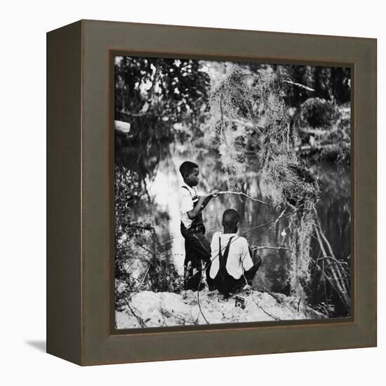 Albert Thornton's Grandson's Fishing-Gordon Parks-Framed Premier Image Canvas