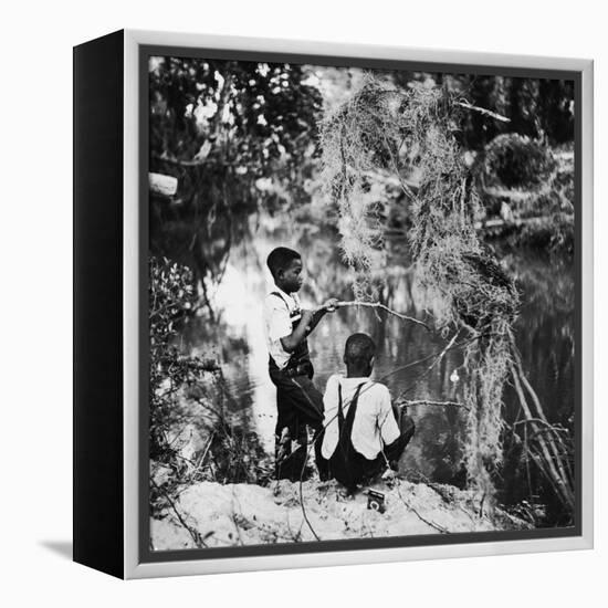 Albert Thornton's Grandson's Fishing-Gordon Parks-Framed Premier Image Canvas