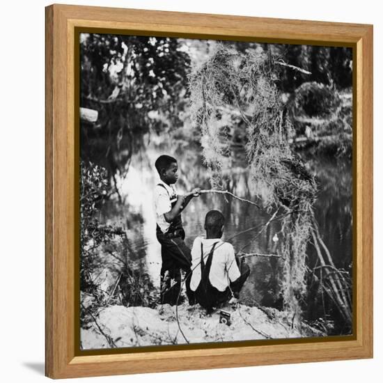 Albert Thornton's Grandson's Fishing-Gordon Parks-Framed Premier Image Canvas