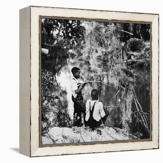 Albert Thornton's Grandson's Fishing-Gordon Parks-Framed Premier Image Canvas