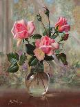 English Elegance Roses in a Silver Vase-Albert Williams-Giclee Print