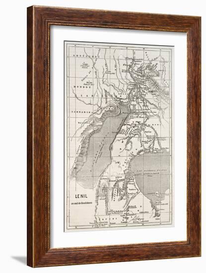 Alberta And Victoria Lakes Region Old Map, Nil River South Of Gondokoro-marzolino-Framed Art Print