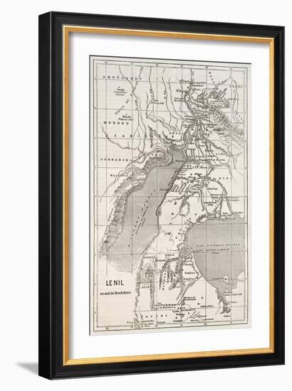 Alberta And Victoria Lakes Region Old Map, Nil River South Of Gondokoro-marzolino-Framed Art Print