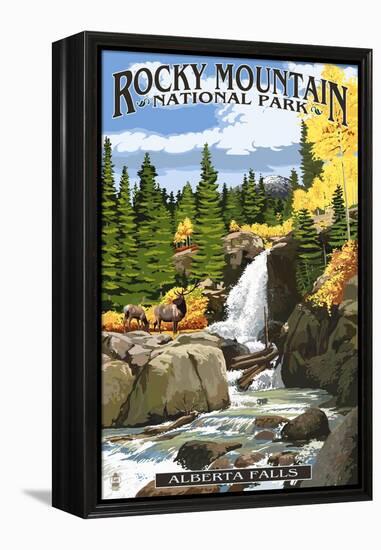 Alberta Falls - Rocky Mountain National Park-Lantern Press-Framed Stretched Canvas