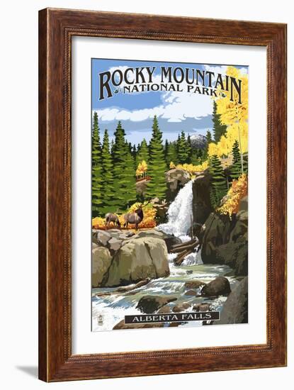 Alberta Falls - Rocky Mountain National Park-Lantern Press-Framed Premium Giclee Print