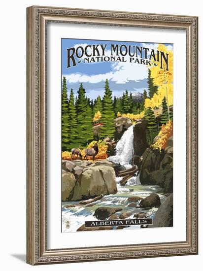 Alberta Falls - Rocky Mountain National Park-Lantern Press-Framed Art Print