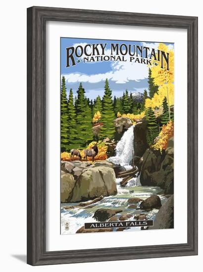 Alberta Falls - Rocky Mountain National Park-Lantern Press-Framed Art Print