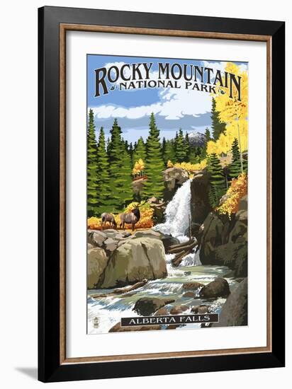 Alberta Falls - Rocky Mountain National Park-Lantern Press-Framed Art Print