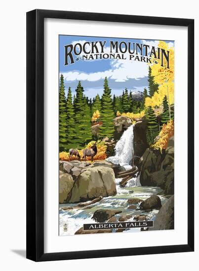 Alberta Falls - Rocky Mountain National Park-Lantern Press-Framed Art Print