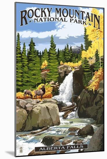 Alberta Falls - Rocky Mountain National Park-Lantern Press-Mounted Art Print