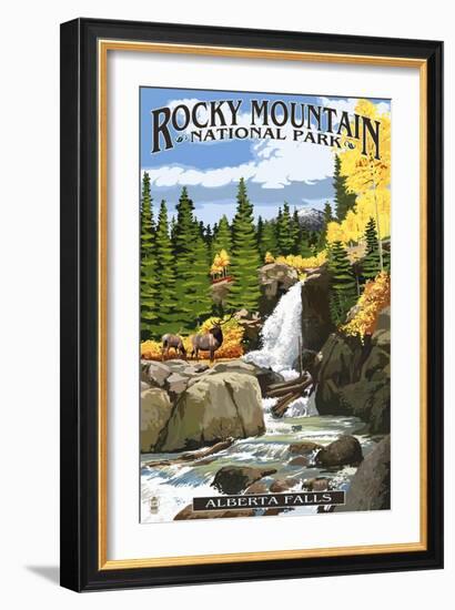 Alberta Falls - Rocky Mountain National Park-Lantern Press-Framed Art Print