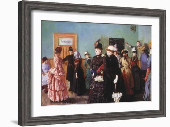 Albertine at the Police Doctor's Waiting Room, 1886-87-Christian Krohg-Framed Giclee Print