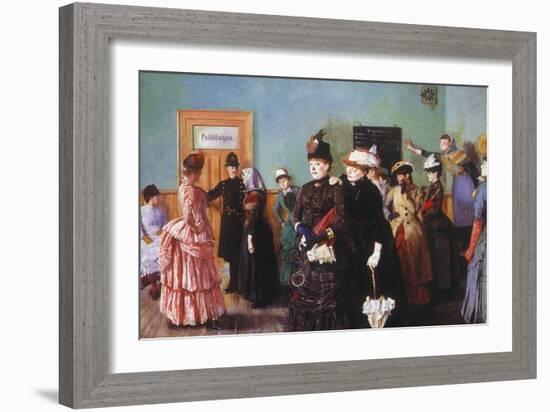 Albertine at the Police Doctor's Waiting Room, 1886-87-Christian Krohg-Framed Giclee Print