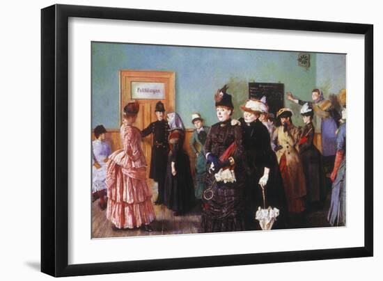 Albertine at the Police Doctor's Waiting Room, 1886-87-Christian Krohg-Framed Giclee Print