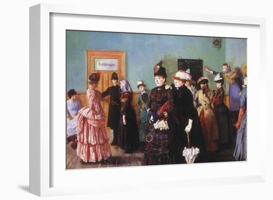 Albertine at the Police Doctor's Waiting Room, 1886-87-Christian Krohg-Framed Giclee Print