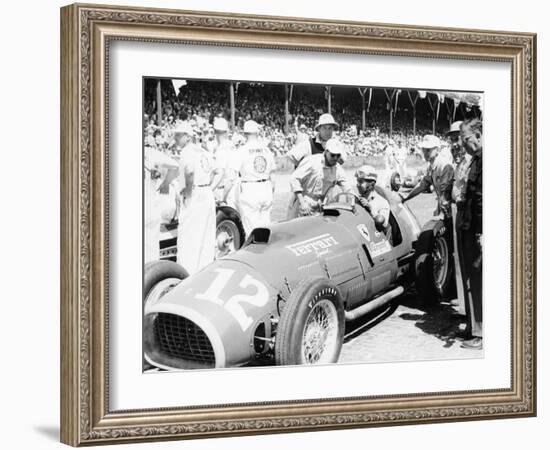 Alberto Ascari at the Wheel of a 4.5 Litre Ferrari, Indianapolis, 1952-null-Framed Photographic Print