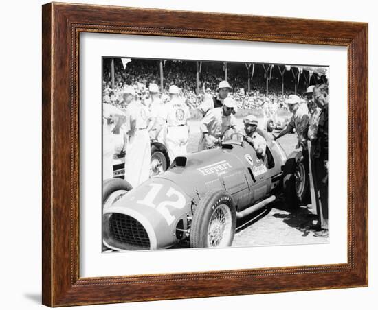 Alberto Ascari at the Wheel of a 4.5 Litre Ferrari, Indianapolis, 1952-null-Framed Photographic Print