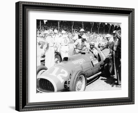 Alberto Ascari at the Wheel of a 4.5 Litre Ferrari, Indianapolis, 1952-null-Framed Photographic Print