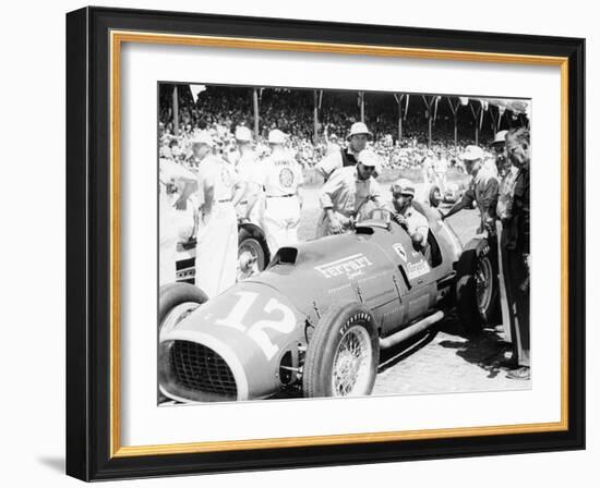 Alberto Ascari at the Wheel of a 4.5 Litre Ferrari, Indianapolis, 1952-null-Framed Photographic Print