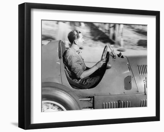 Alberto Ascari at the Wheel of a Racing Car-null-Framed Photographic Print