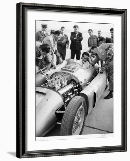 Alberto Ascari at the Wheel of the New Lancia Grand Prix Car, 1955--Framed Photographic Print