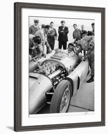 Alberto Ascari at the Wheel of the New Lancia Grand Prix Car, 1955-null-Framed Photographic Print