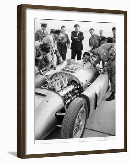 Alberto Ascari at the Wheel of the New Lancia Grand Prix Car, 1955-null-Framed Photographic Print