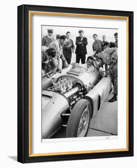 Alberto Ascari at the Wheel of the New Lancia Grand Prix Car, 1955-null-Framed Photographic Print