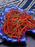 Red Chili Peppers in a Blue Bowl-Alberto Cassio-Photographic Print