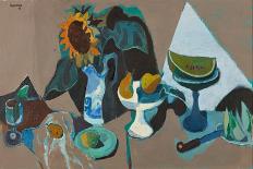 Still Life with Sunflower (Oil on Canvas)-Alberto Morrocco-Giclee Print