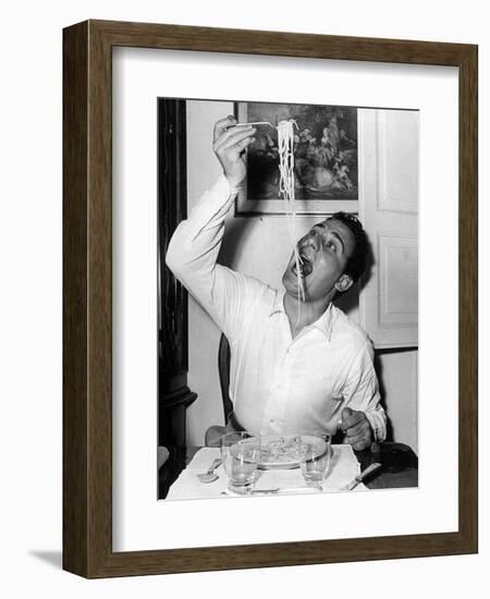 Alberto Sordi Eating Spaghetti--Framed Photographic Print