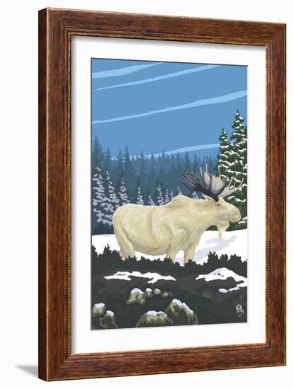 Albino Moose-Lantern Press-Framed Art Print