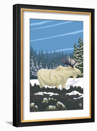 Albino Moose-Lantern Press-Framed Art Print