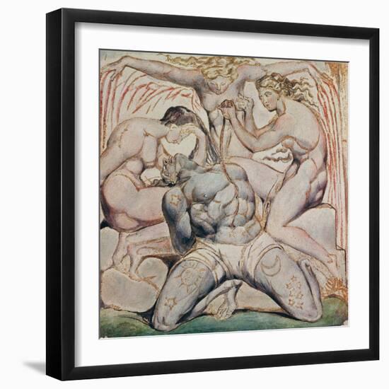 Albion and His Tormentors, Plate 25, Jerusalem, 1804-20 (Pen and W/C on Paper)-William Blake-Framed Giclee Print